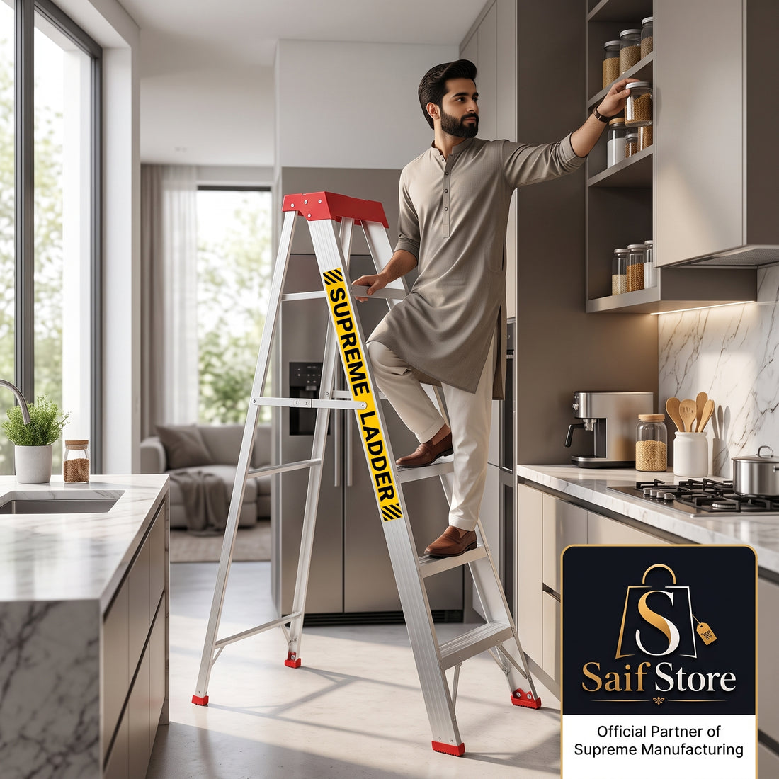 Supreme 06 FT Aluminum Step Ladder – Strong, Durable &amp; Stable Multi-Purpose Ladder